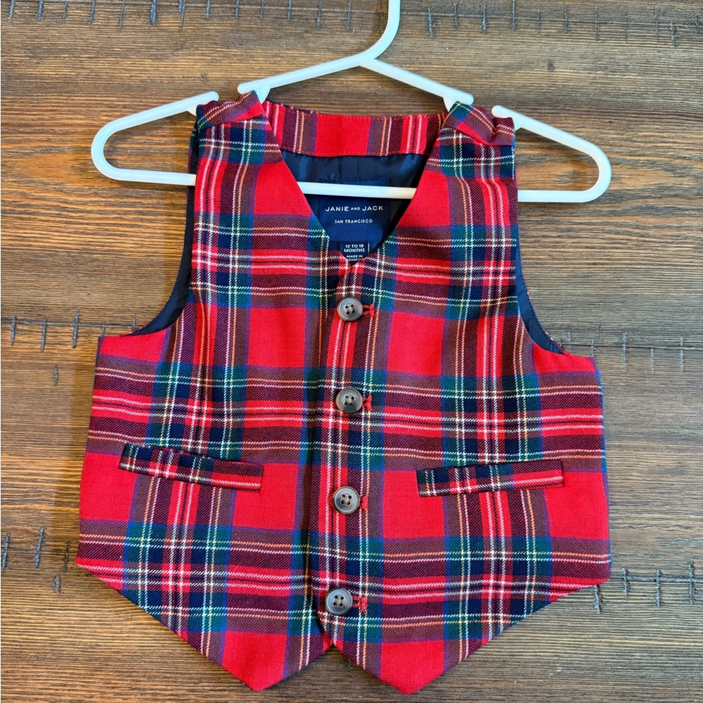 Janie and Jack Kids Red Tartan Vest